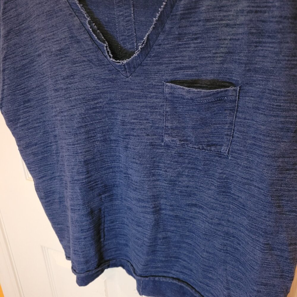 Rag & Bone V-neck Short Sleeve Oversized T-shirt Dark Blue Small - Picture 2 of 10